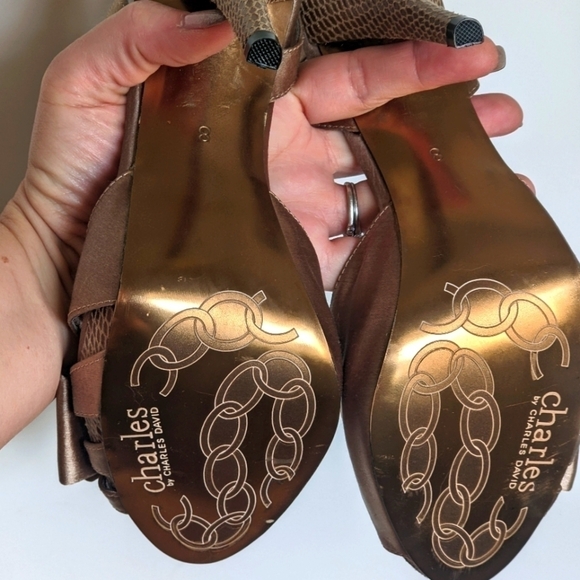 Charles david formal crystal embellished bow peep toe heels 8 - Picture 8 of 13